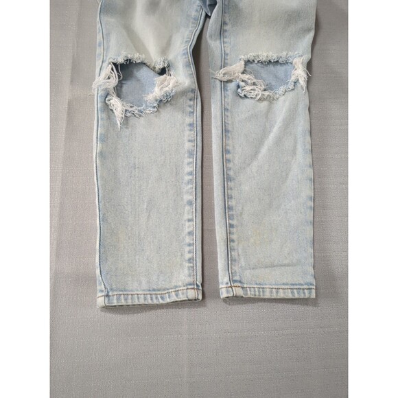 No Boundaries Jeans Juniors 3 Distressed White Wash Rips High Rise Blue Zip Fly - Picture 9 of 9